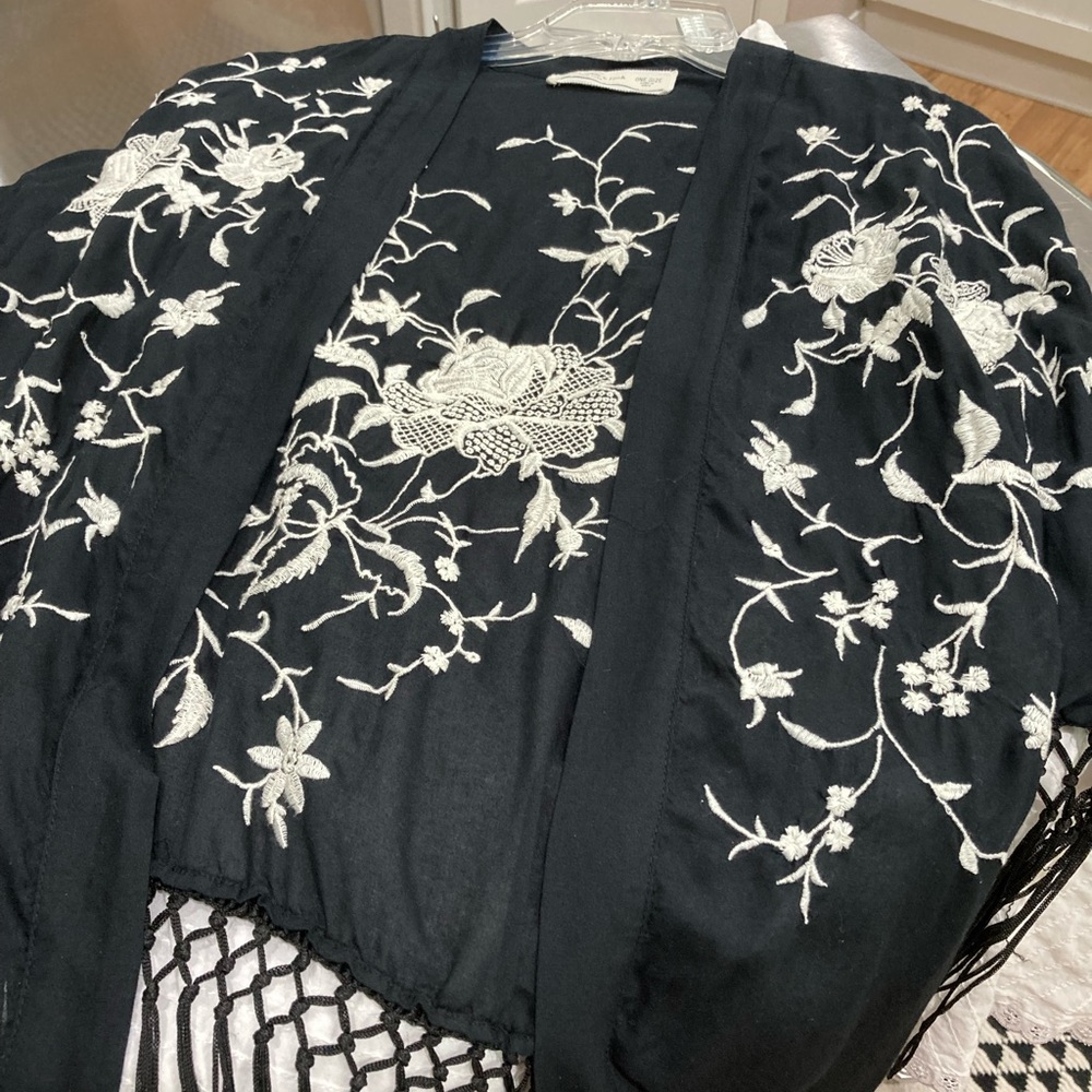Abercrombie and Fitch OS sheer fringe throw.